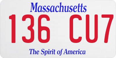 MA license plate 136CU7