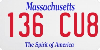 MA license plate 136CU8