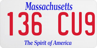 MA license plate 136CU9