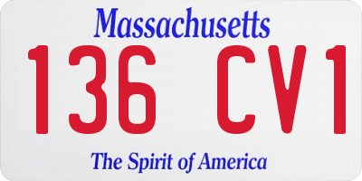 MA license plate 136CV1