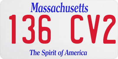 MA license plate 136CV2