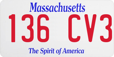 MA license plate 136CV3