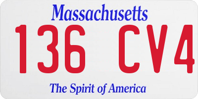 MA license plate 136CV4
