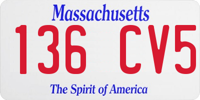 MA license plate 136CV5