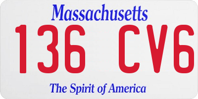 MA license plate 136CV6