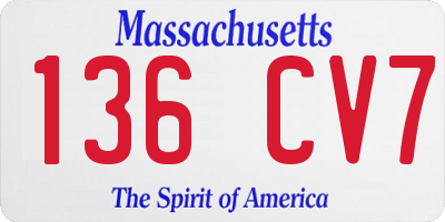 MA license plate 136CV7