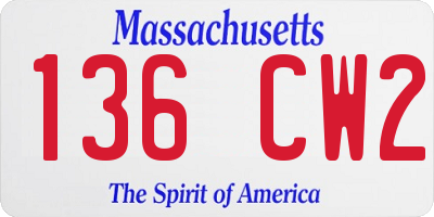 MA license plate 136CW2