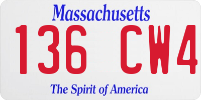 MA license plate 136CW4