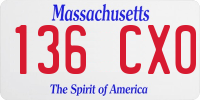 MA license plate 136CX0