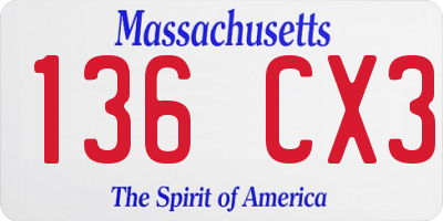 MA license plate 136CX3