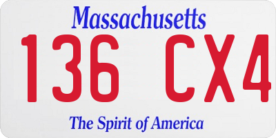 MA license plate 136CX4