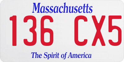 MA license plate 136CX5