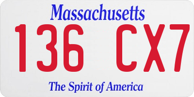 MA license plate 136CX7