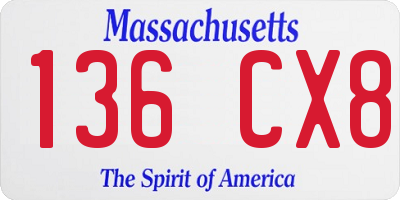 MA license plate 136CX8