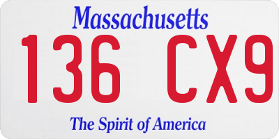 MA license plate 136CX9