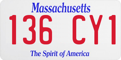 MA license plate 136CY1