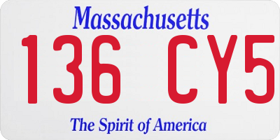 MA license plate 136CY5