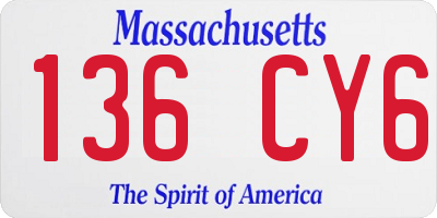 MA license plate 136CY6
