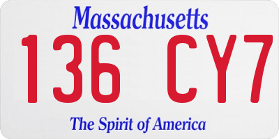 MA license plate 136CY7