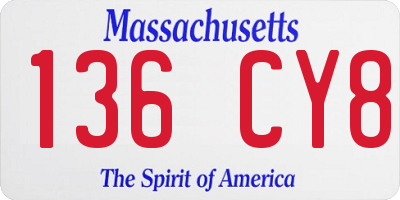 MA license plate 136CY8