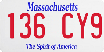 MA license plate 136CY9