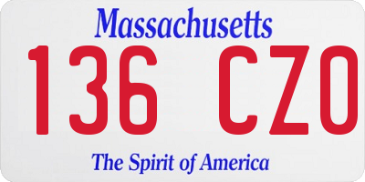 MA license plate 136CZ0
