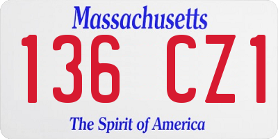MA license plate 136CZ1