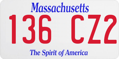 MA license plate 136CZ2