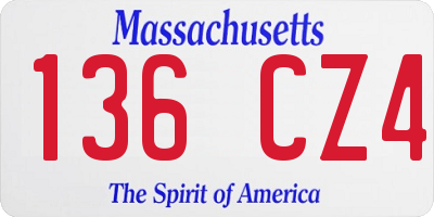 MA license plate 136CZ4