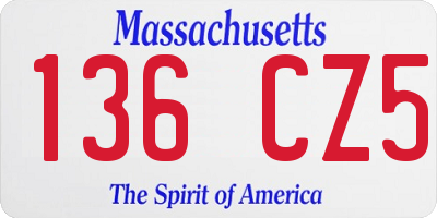 MA license plate 136CZ5