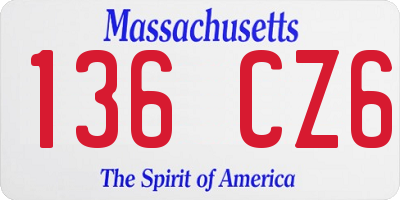 MA license plate 136CZ6