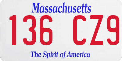 MA license plate 136CZ9