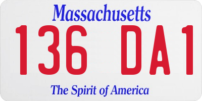 MA license plate 136DA1