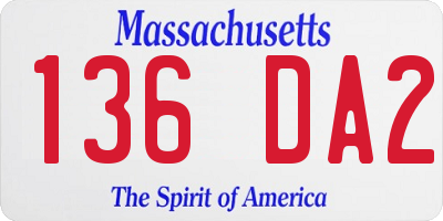 MA license plate 136DA2
