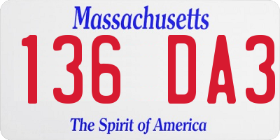 MA license plate 136DA3