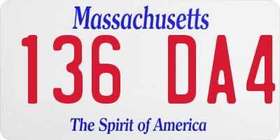 MA license plate 136DA4