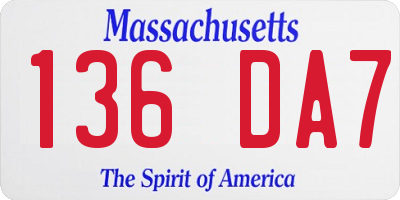 MA license plate 136DA7
