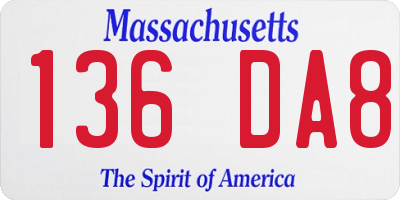 MA license plate 136DA8