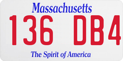 MA license plate 136DB4