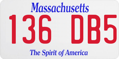 MA license plate 136DB5