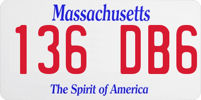 MA license plate 136DB6