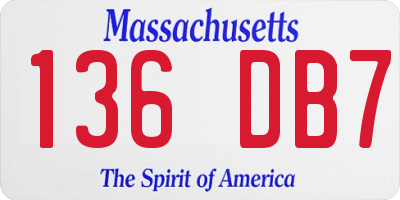 MA license plate 136DB7