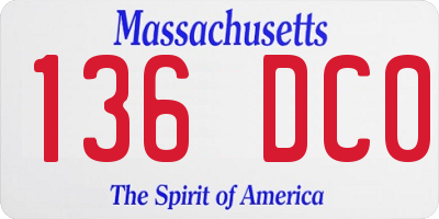 MA license plate 136DC0