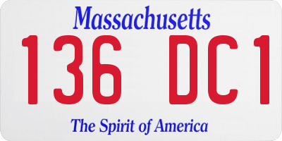 MA license plate 136DC1