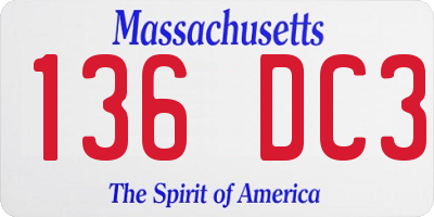 MA license plate 136DC3