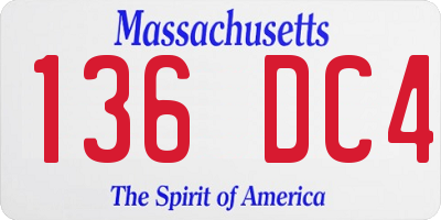MA license plate 136DC4