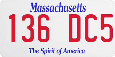 MA license plate 136DC5