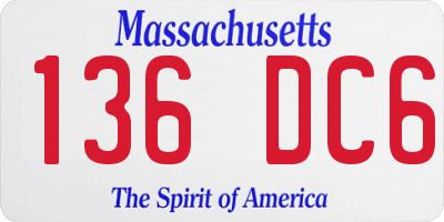 MA license plate 136DC6