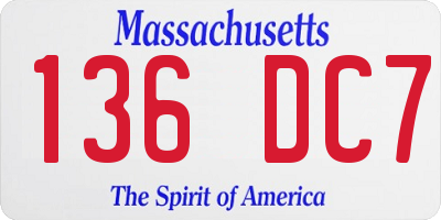 MA license plate 136DC7