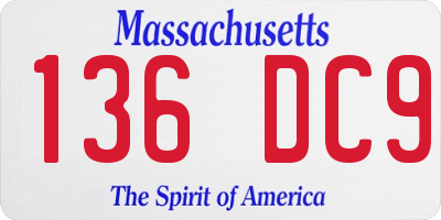 MA license plate 136DC9